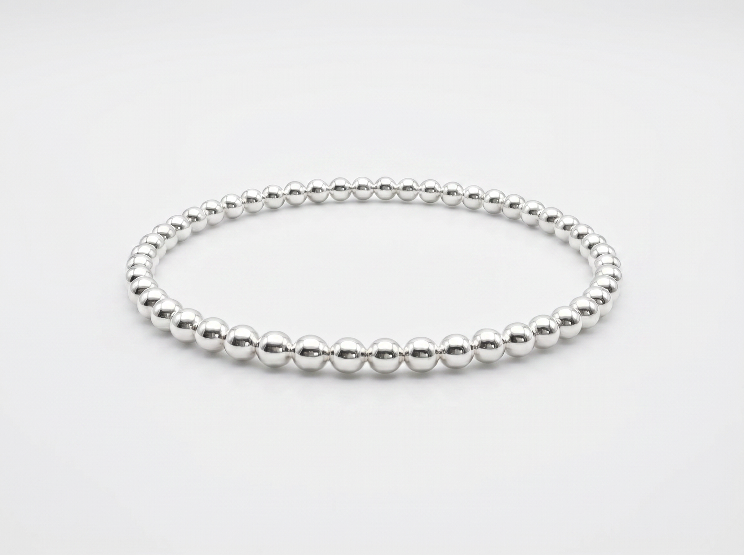 Delicate Beads Stackable Silver Ring