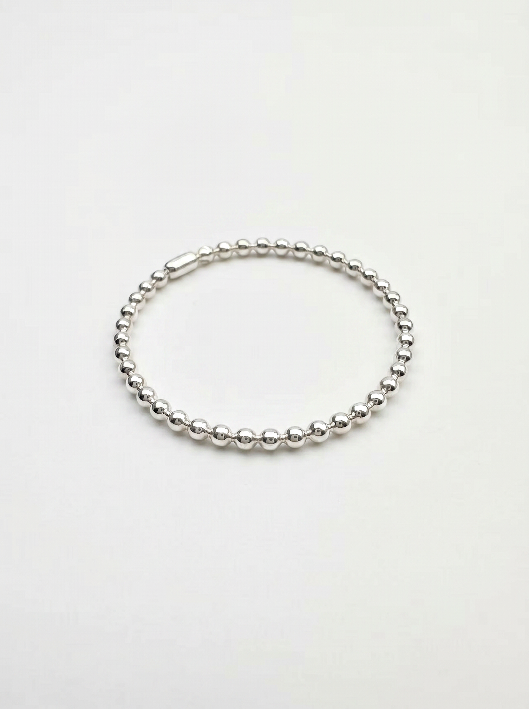 Delicate Beads Stackable Silver Ring