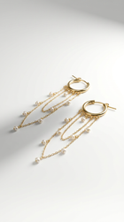 Delicate Gold Pearl Chain Earrings