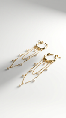 Delicate Gold Pearl Chain Earrings